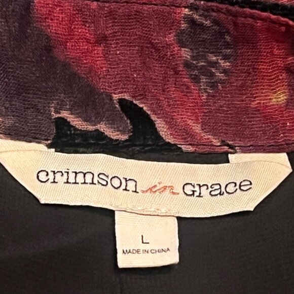 Crimson In Grace Floral Black Velveteen Burnout Top Large Shirt Spaghetti Strap - Picture 6 of 6